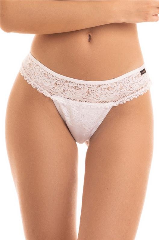 CALCINHA TANGA EM RENDA - BRANCO