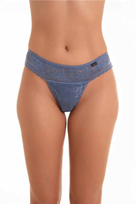 CALCINHA TANGA EM RENDA - AZUL MARINE