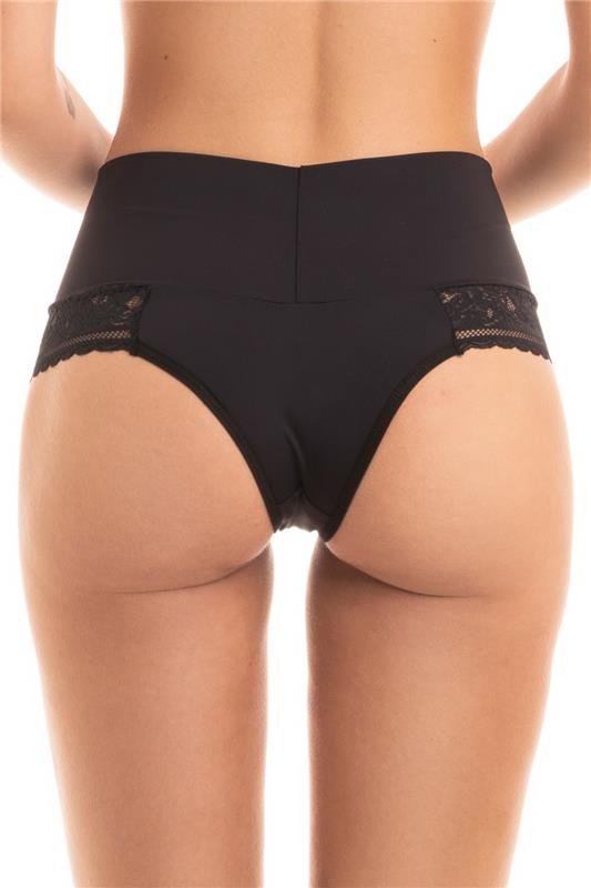 CALCINHA TANGA CÓS MÉDIA EM MICROFIBRA COM RENDA