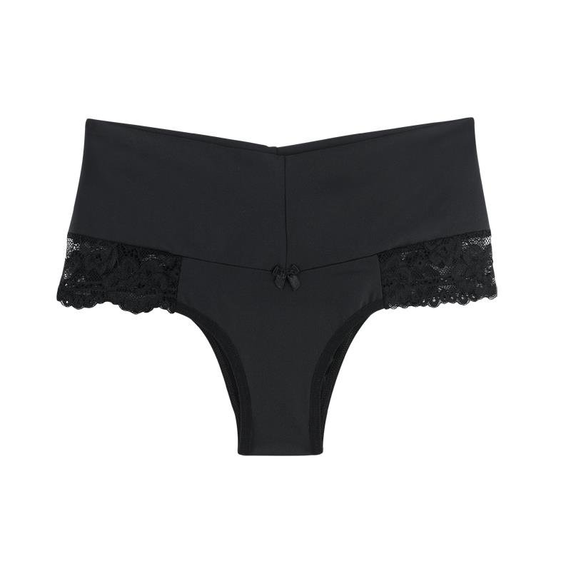 CALCINHA TANGA CÓS MÉDIA EM MICROFIBRA COM RENDA