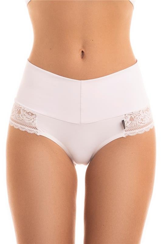 CALCINHA TANGA CÓS MÉDIA EM MICROFIBRA COM RENDA - BRANCO