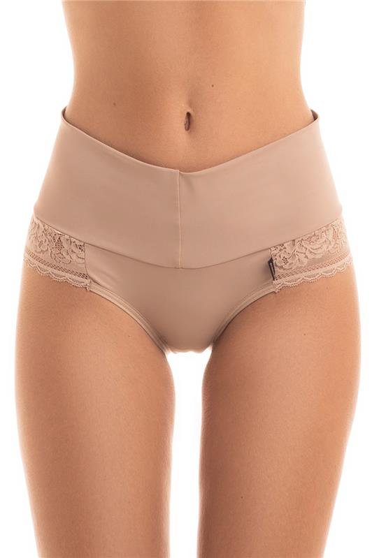 CALCINHA TANGA CÓS MÉDIA EM MICROFIBRA COM RENDA - CHOCOLATE