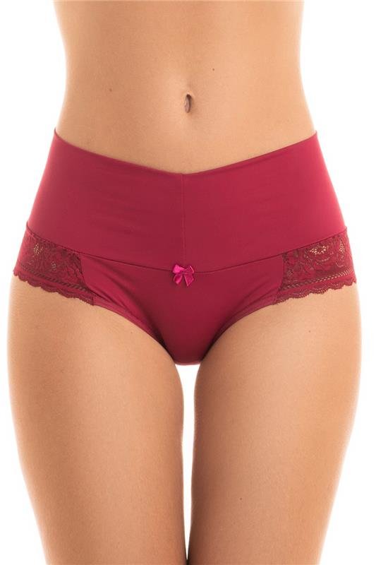 CALCINHA TANGA CÓS MÉDIA EM MICROFIBRA COM RENDA - VERMELHO DESEJO