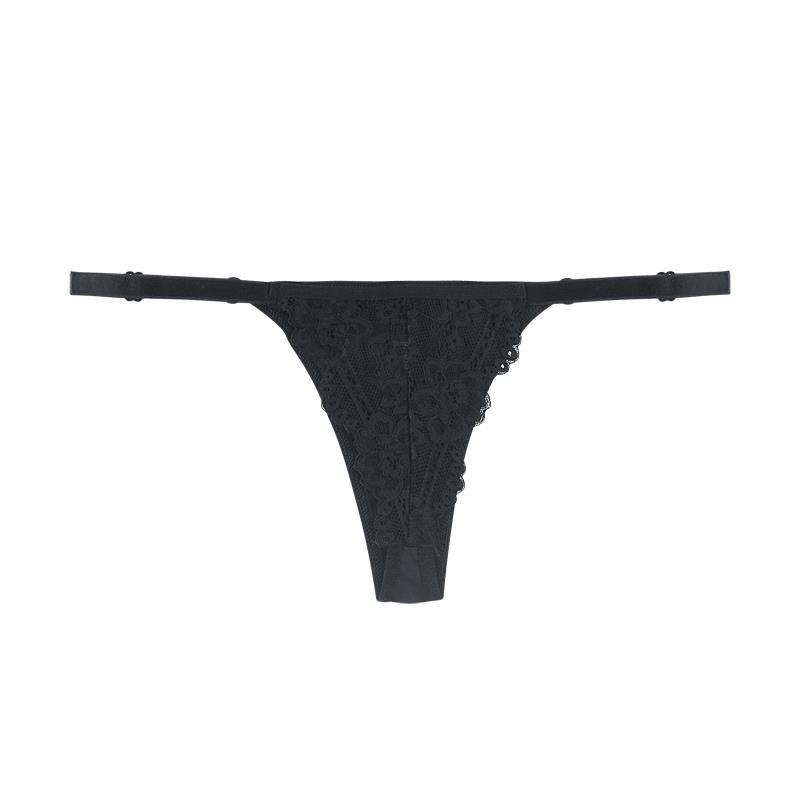 CALCINHA MODELO FIO DENTAL DE RENDA COM MICROFIBRA, LATERAIS DE TIRA COM REGULAGEM