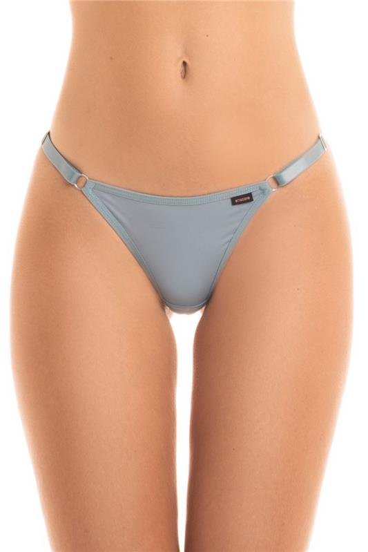 CALCINHA MODELO FIO DENTAL DE RENDA COM MICROFIBRA, LATERAIS DE TIRA COM REGULAGEM - AZUL-SANREMO