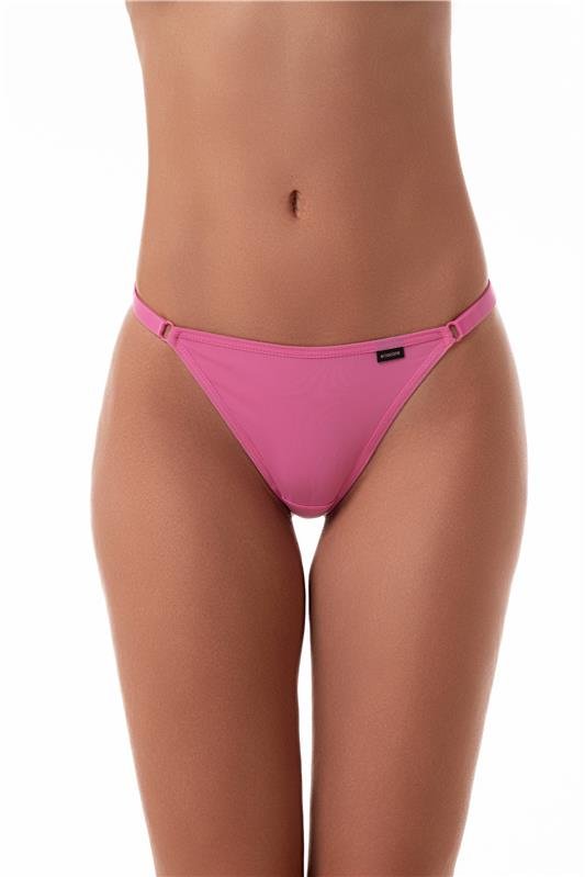 CALCINHA MODELO FIO DENTAL DE RENDA COM MICROFIBRA, LATERAIS DE TIRA COM REGULAGEM - ROSA MILK SHAKE