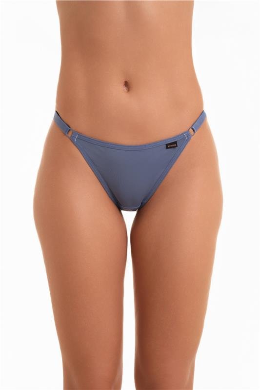 CALCINHA MODELO FIO DENTAL DE RENDA COM MICROFIBRA, LATERAIS DE TIRA COM REGULAGEM - AZUL MARINE
