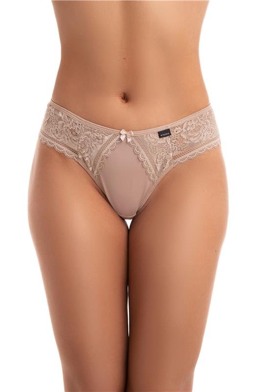 CALCINHA FIO CONFORTO COM RENDA - CHOCOLATE