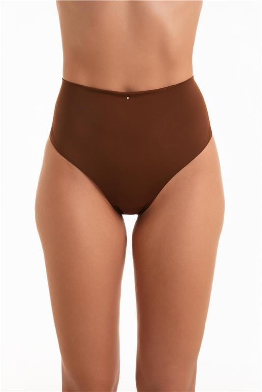 CALCINHA ALTA FIO CONFORTO ELÁSTICO INVISÍVEL - COFFEE