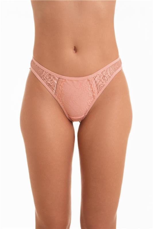CALCINHA CÓS BAIXO FIO DENTAL EM RENDA - ROSA PERLA