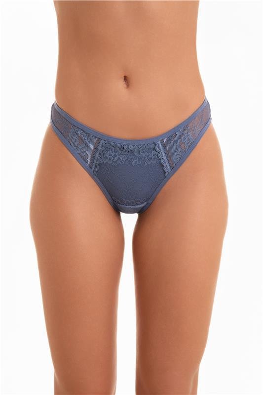 CALCINHA CÓS BAIXO FIO DENTAL EM RENDA - AZUL MARINE