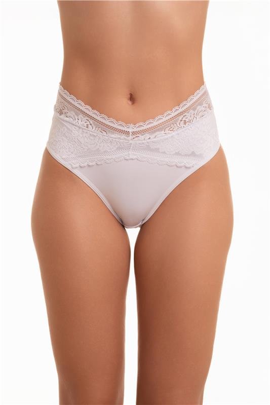 CALCINHA CÓS ALTO TANGA EM RENDA E CHLOE - BRANCO