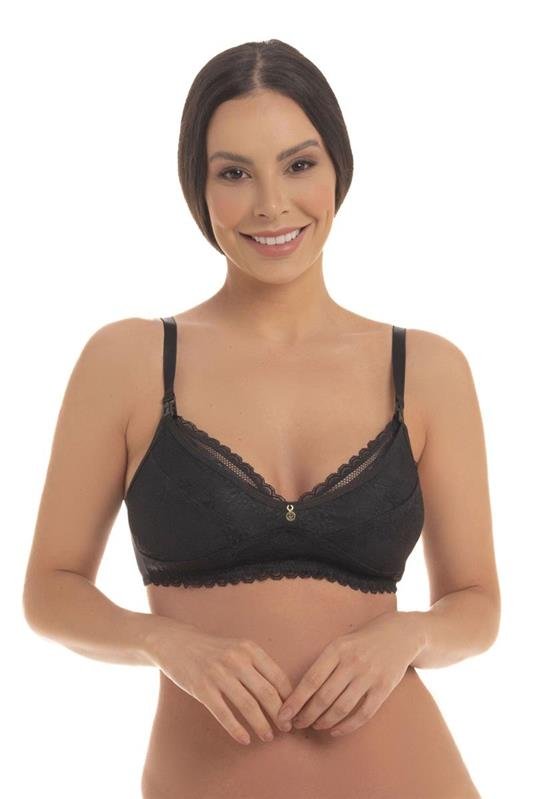 SUTIÃ AMAMENTAÇÃO MODELO TRIÂNGULO SEM BOJO - PRETO