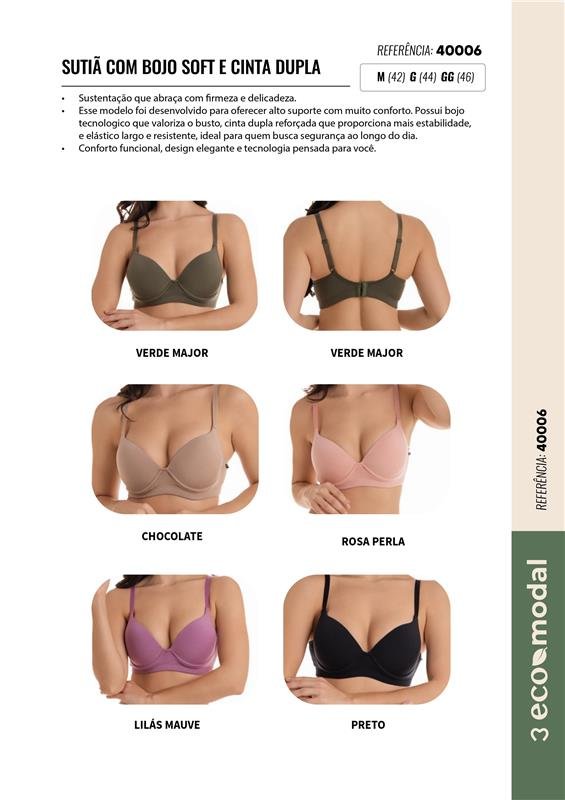 SUTIÃ COM BOJO SOFT E CINTA DUPLA ECOMODAL