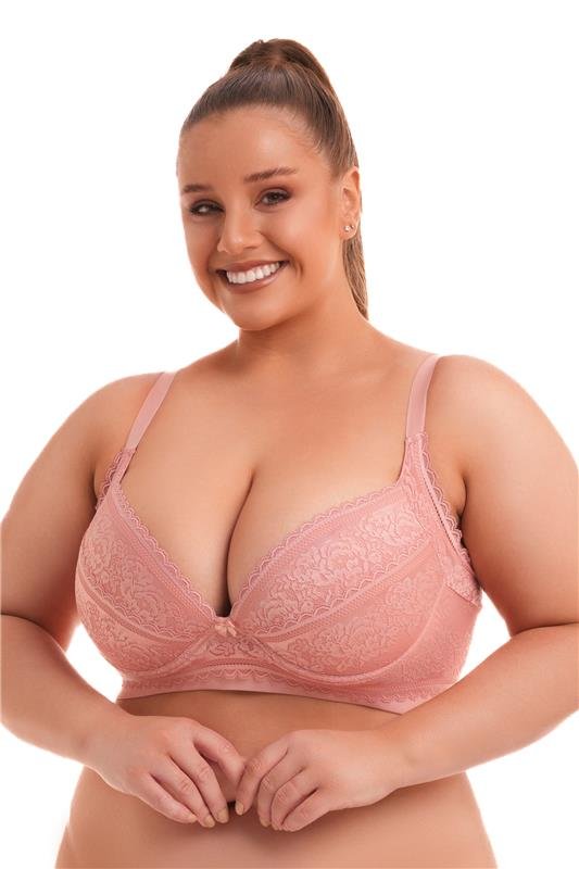 SUTIÃ COM BOJO LATERAL LARGA DE RENDA - ROSA PERLA