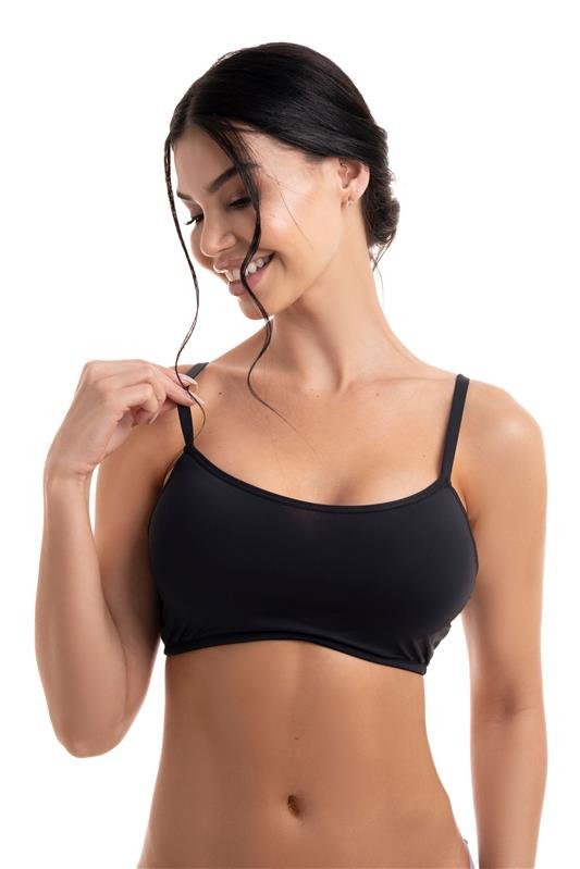 SUTIÃ TOP COM BOJO FIXO SEM ARCO - PRETO