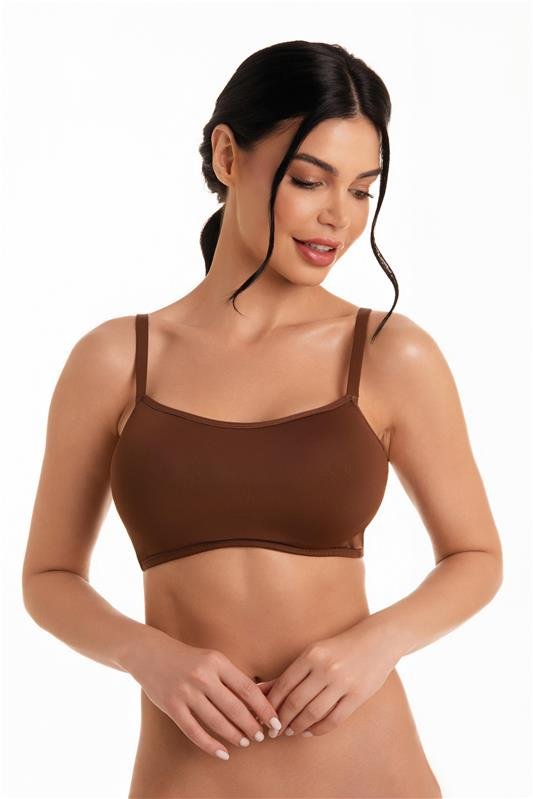 SUTIÃ TOP COM BOJO FIXO SEM ARCO - COFFEE