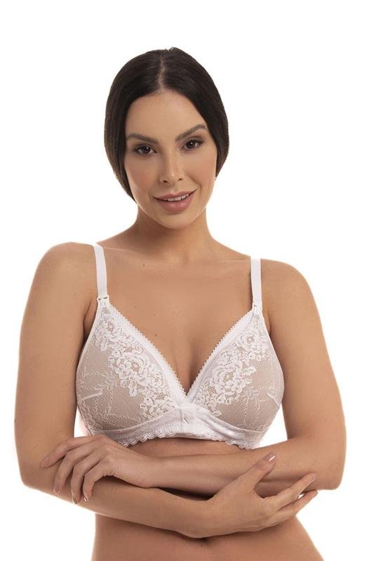 SUTIÃ AMAMENTAÇÃO EM RENDA COM BOJO SEM ARO - BRANCO