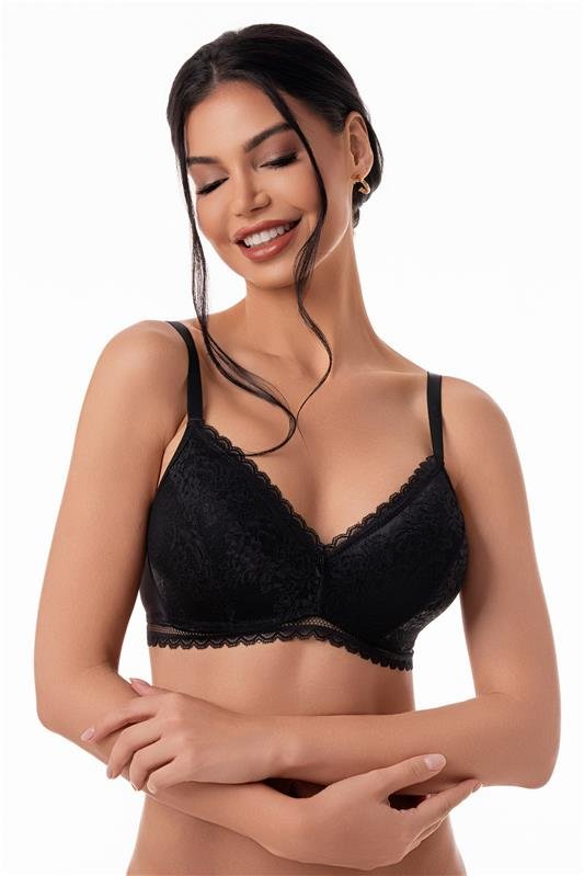 SUTIÃ COM BOJO TECNOLÓGICO COM TOQUE DE PÊSSEGO ( SEM ARCO, BOJO SOFT) - PRETO