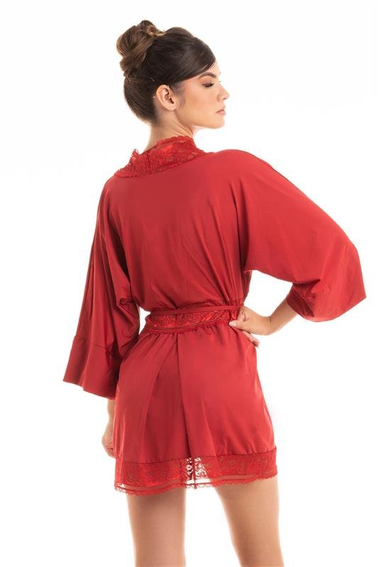 ROBE MANGA ¾ EM LIGANETE COM RENDA