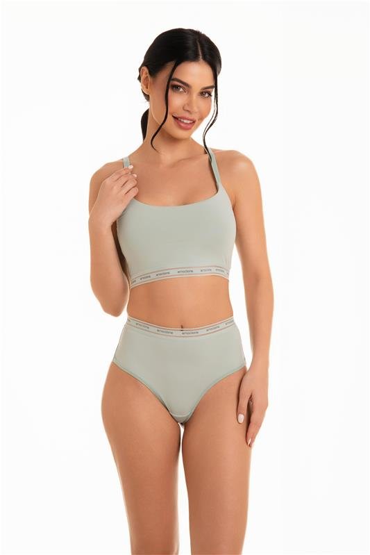 CONJUNTO TOP COM BOJO REMOVÍVEL, SEM ARO E ELÁSTICO PERSONALIZADO EMOCIONE - VERDE TEOS