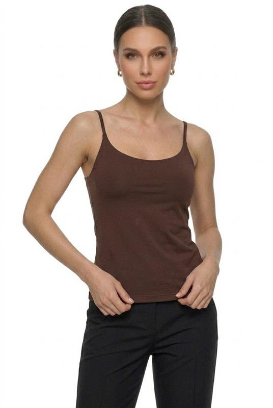 BLUSA ALCINHA MICROFIBRA COM BOJO REMOVÍVEL - MARROM TREND