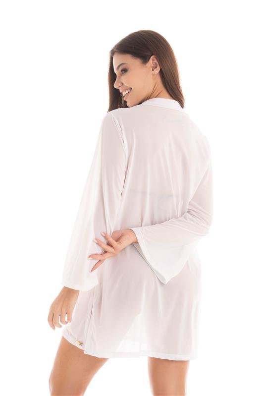 CHAMISE MANGA LONGA COM BOTÕES PARA FECHAMENTO E FENDA LATERAL